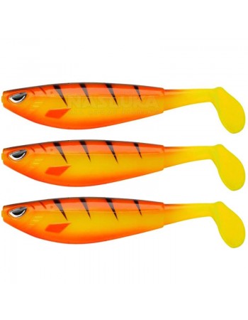Сет от 3 бр. силиконови шадове Berkley Sick Flanker, 8см, цвят Hot Yellow Perch