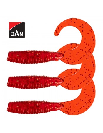 Силиконови туистери DAM Grup Curl Tail 7см, цвят Red, 3 бр.