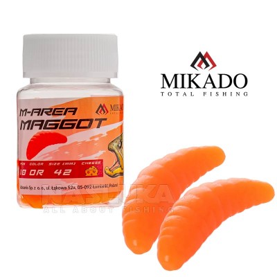 Силиконова ароматизирана камола Mikado M-Area Maggot, 4.2см, цвят OR, 10 бр.