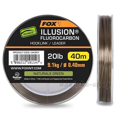 Флуорокарбон Fox Illusion Fluorocarbon Hooklink/Leader, Natural Green, 40м