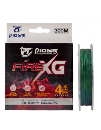 Плетено 4-нишково влакно Pioneer Fire XG, Dark Green, 300м