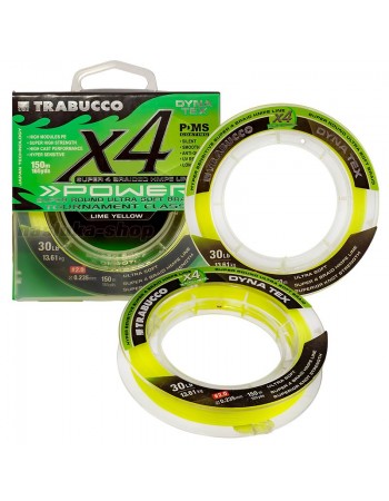 Плетено 4-нишково влакно Trabucco Dyna Tex X4 Power, 150м, Lime Yellow