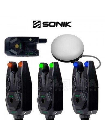 Шарански сигнализатори с лампа Sonik HeroX Bite Alarm Set 3+1