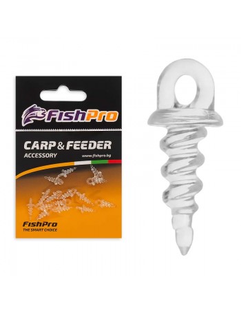 Полимерни винтчета за стръв FishPro Carp & Feeder Bait Screws Clear, 15 бр.