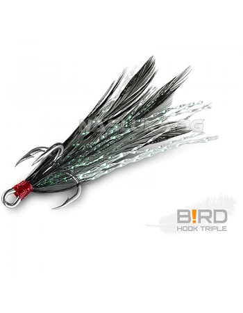 Тройни куки с пера Delphin B!rd Triple Hook - 3 бр. - Black