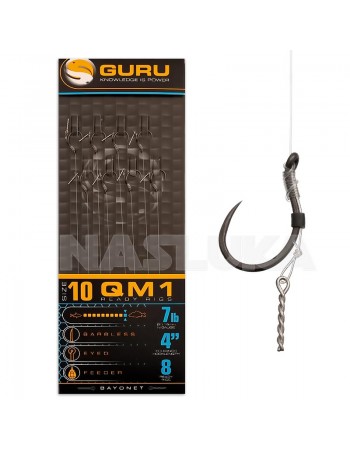 Вързани куки с клин за метод фидер Guru QM1 Bayonet Ready Rigs 10см