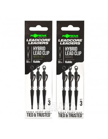 Шарански монтажи Korda Kable Leadcore Leaders - Hybrid Lead Clip Ring Swivel - 50см