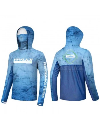 Слънцезащитна блуза Ryuji UV Performance Hoodie + Neck, Blue Sky