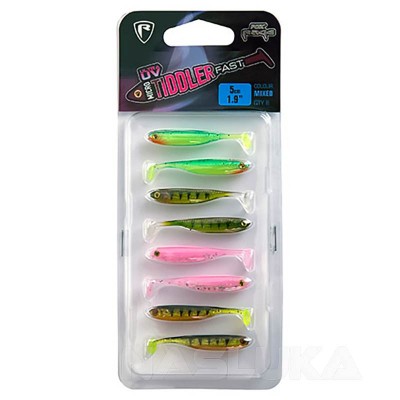 Комплект шадове Fox Rage Micro Tiddler Fast UV 5см - Mixed - 8 бр.