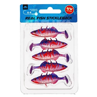 Mikado Real Fish Stickleback 8см, 5 бр., цвят Bloody Violet Силиконови шадове Mikado Real Fish Stickleback 8см, 5 бр., цвят Bloody Violet