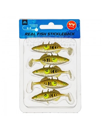 Силиконови шадове Mikado Real Fish Stickleback 5см, 5 бр., цвят Green Pumpkin