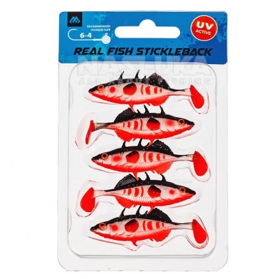 Mikado Real Fish Stickleback 8см, 5 бр., цвят Roach Силиконови шадове Mikado Real Fish Stickleback 8см, 5 бр., цвят Roach