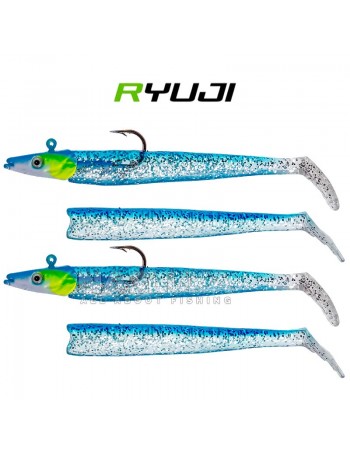Комплект от 2 джиг глави и 4 тела Ryuji Snake Shad 16 г, Blue Silver