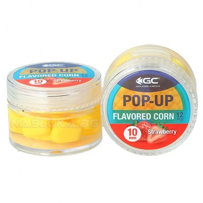 Плаваща изкуствена царевица в дип Golden Catch Pop-up Flavoured Corn 10мм - Strawberry