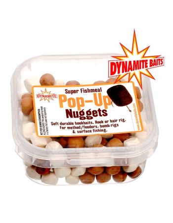 Плаващи меки пелети Dynamite Baits Pop-up Nuggets Super Fishmeal - White/Brown