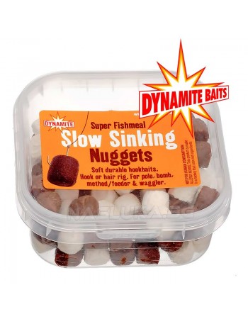 Бавнопотъващи меки пелети Dynamite Baits Slow Sinking Nuggets Super Fishmeal - White/Brown