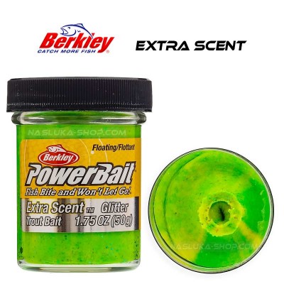 Berkley Extra Scent Glitter Fluo Green Yellow Плаваща паста за пъстърва Berkley Extra Scent Glitter - Fluo Green-Yellow