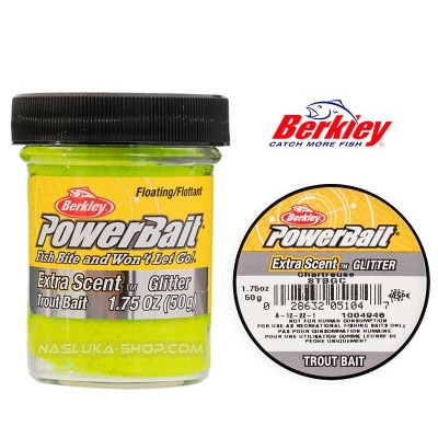 Berkley Extra Scent Glitter Chartreuse Плаваща паста за пъстърва Berkley Extra Scent Glitter - Chartreuse