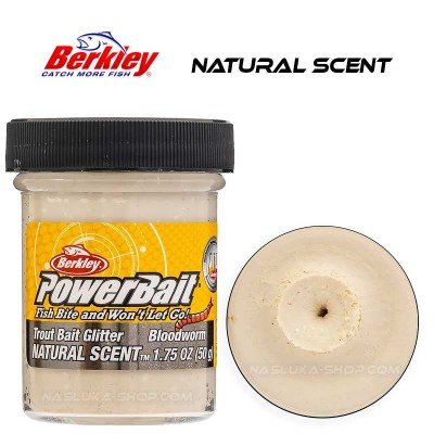 Berkley Bloodworm White Плаваща паста за пъстърва Berkley Natural Scent Glitter - Bloodworm - White